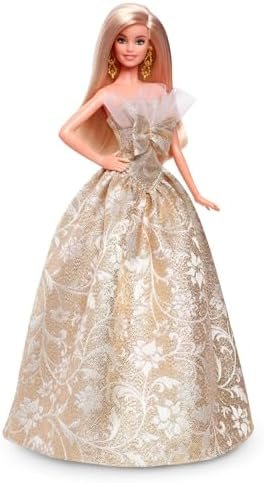 Barbie Signature 2025 Holiday Blonde Fashion Doll Wearing Silver & Gold Gown - Image 3