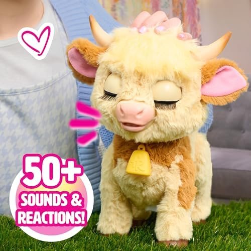 FurReal Maggie The Feed & Follow Cow, 11 Inch Interactive Highland Mini Cow - Image 3