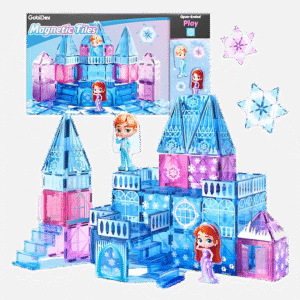 GobiDex Magnetic Building Blocks Princess Castle with 2 Dolls & Stairs STEM Magnetic