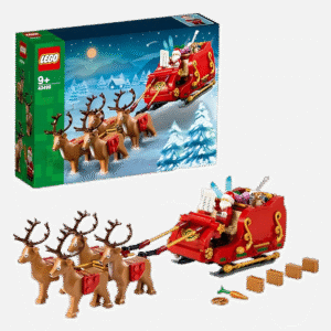 LEGO Santa's Sleigh - Indoor Christmas Decorations for Home W/Santa Claus Figurine & Reindeer