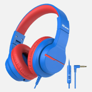 iClever Kids Headphones for School Travel, Safe Volume Limited, HD Mic Stereo Sound Over-Ear