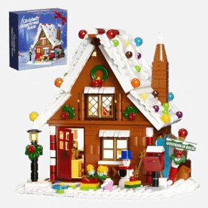 Christmas Gingerbread House Building Kit with LED Lights, Compatible with Lego
