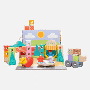 Melissa & Doug Blockables™ Town, Mix and Match Connectable Wooden Building Blocks Play Set